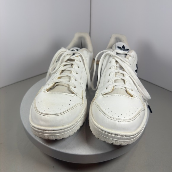 Adidas Sneakers White Black Logo Lace Up Low Top Casual Athletic Shoes Womens 5 - Picture 3 of 12